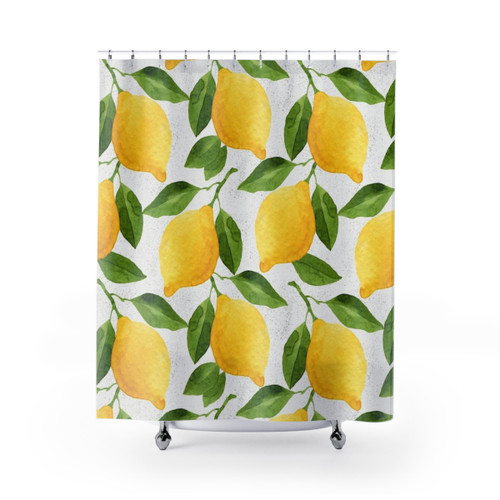 Watercolor Lemon Pattern Shower Curtain