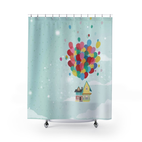 Adventure is Out There Shower Curtains featuring the Up movie theme