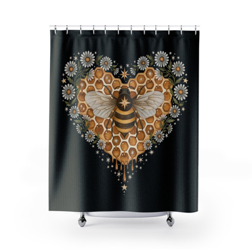 Floral & Honeycomb Print Shower Curtain