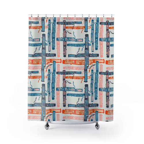 Vintage Bassoon Print Shower Curtain