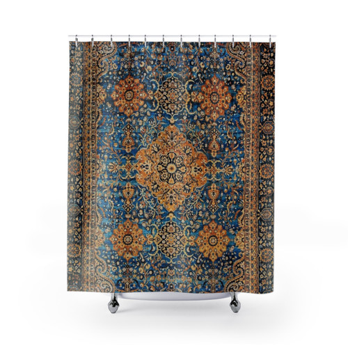 Antique Persian Kirman Rug Print Shower Curtains