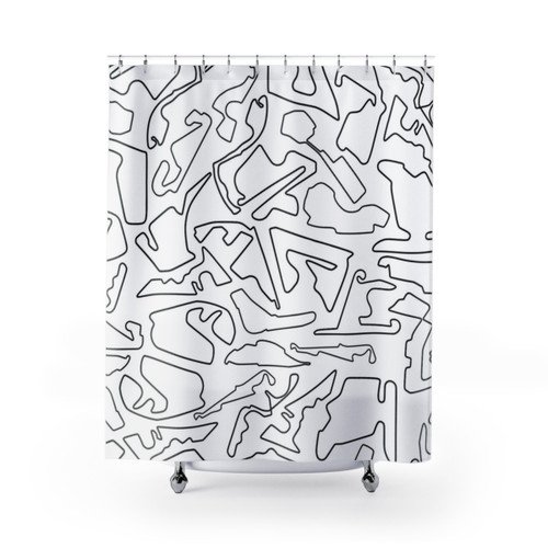 Race track pattern shower curtain