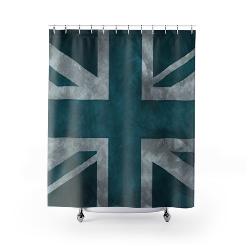Teal Distressed Union Jack Shower Curtain