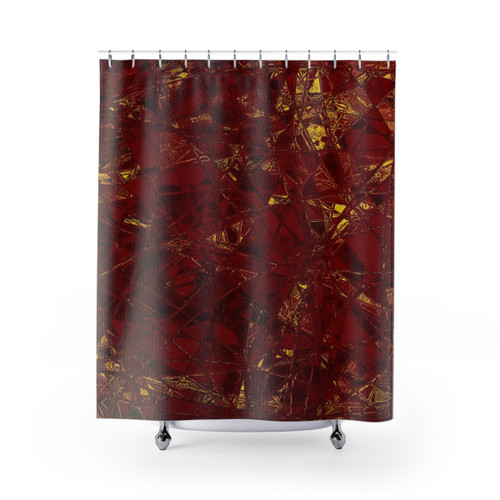 Aurelia Red and Gold Metallic Shower Curtains