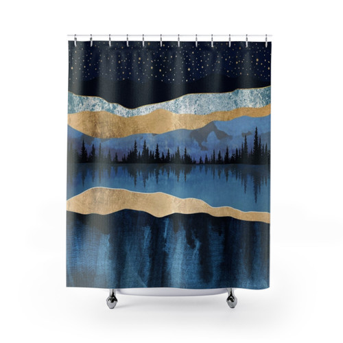 Midnight Lake Shower Curtains - Celestial Nature Decor