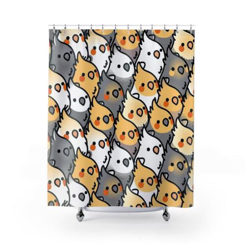 Chubby cockatiel party shower curtain design