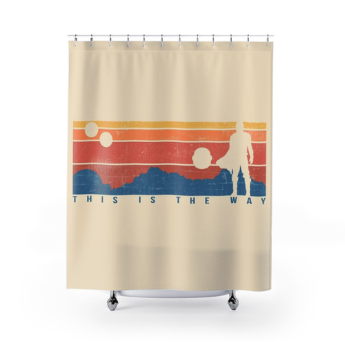 Retro Mandalorian Themed Shower Curtain