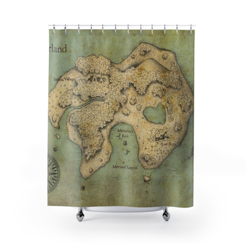 Peter Pan Neverland Map Shower Curtains