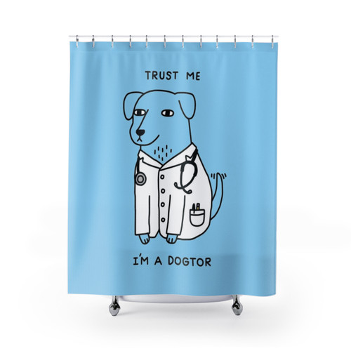 Funny Dogtor Shower Curtain with Veterinarian Pun