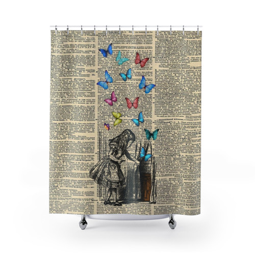 Alice in Wonderland Themed Shower Curtain