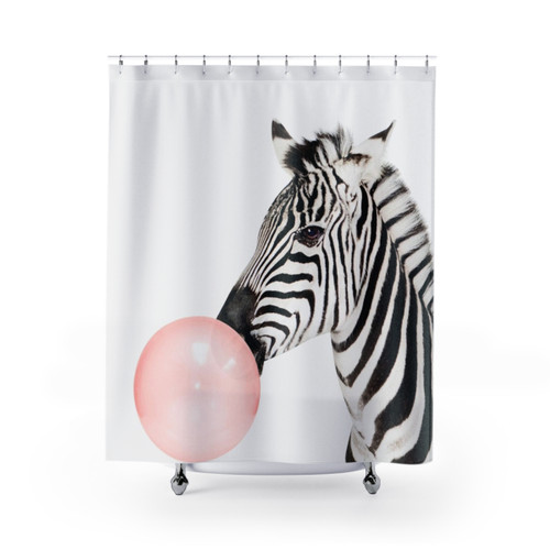 Zebra print shower curtain for nursery and kids room