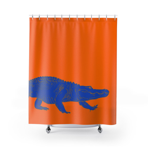 BLUE Gator Shower Curtains with Vibrant Florida Reptile Design