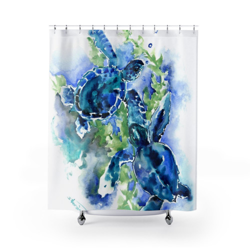 Turquoise Blue Sea Turtle Shower Curtain