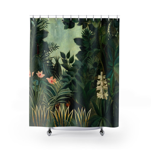 Equatorial Jungle Shower Curtains featuring Henri Rousseau's famous botanical artwork