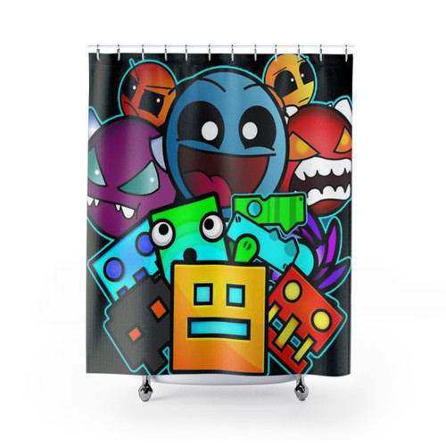 Geometric Dash Shower Curtains