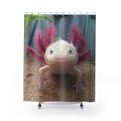 Leucistic Axolotl Shower Curtain