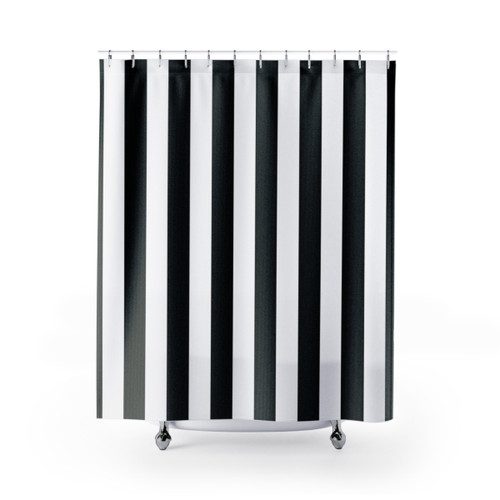Black and White Vertical Stripe Shower Curtains