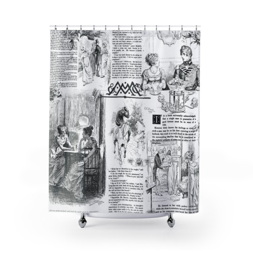 Pride and Prejudice Book Pages Shower Curtain