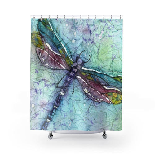 Dragonfly Watercolor Shower Curtain