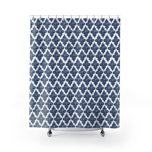 Hamptons Style Shower Curtains with Watercolor Pattern Design