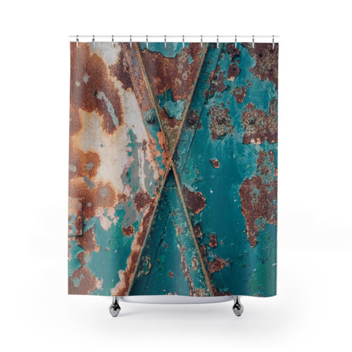Teal and Rust Grunge Shower Curtains