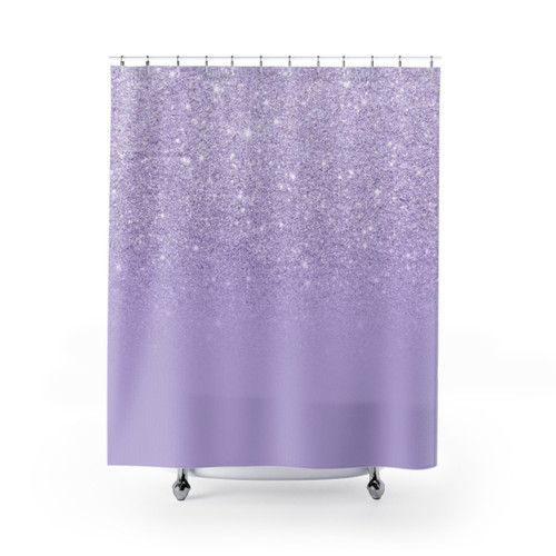 Purple Lavender Glitter Ombre Shower Curtains