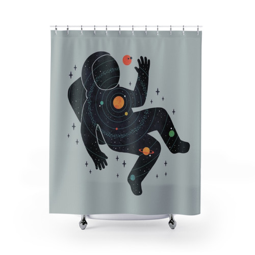 Minimalist Space Themed Shower Curtain