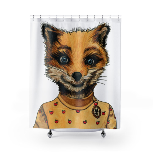 Watercolor fox design shower curtain