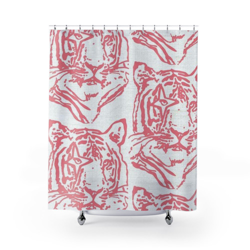 Pink Tiger Themed Shower Curtain