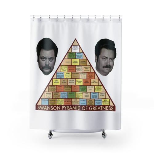 Swanson Pyramid of Greatness Shower Curtains - Manly Decor