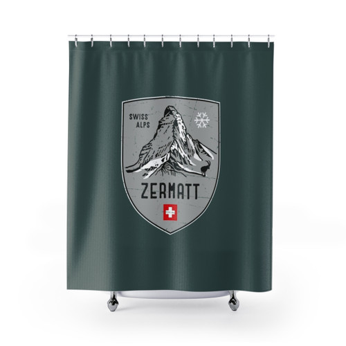 Zermatt Mountain Switzerland Emblem Shower Curtain