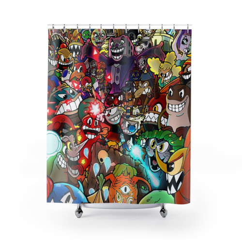 Colorful Cuphead Themed Shower Curtains