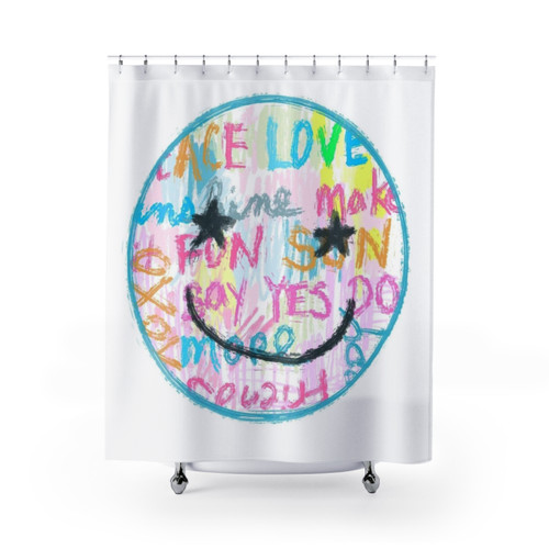 Preppy Aesthetic Smiley Face Shower Curtains