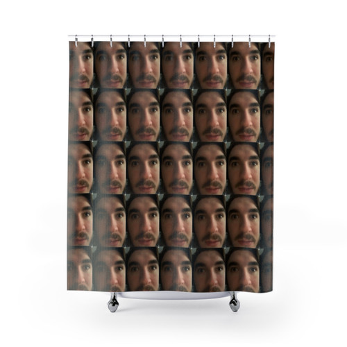 Schlanket and Schlothes Shower Curtains featuring meme-inspired designs