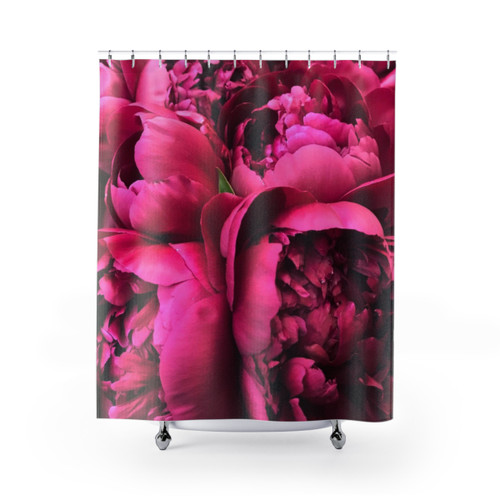 Hot Pink Peonies Shower Curtain