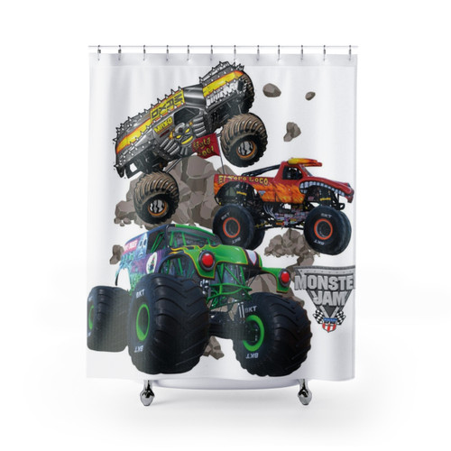 Monster Jam Trucks Shower Curtain - Durable Bathroom Decor