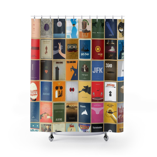 Minimalist movie poster design shower curtain
