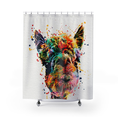 Watercolor Llama and Alpaca Shower Curtain