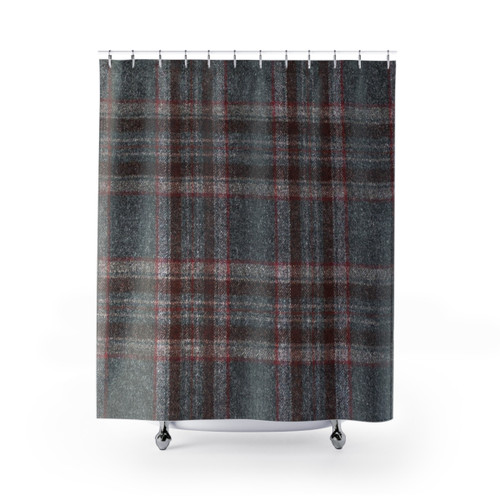 Grey and Red Tartan Shower Curtains