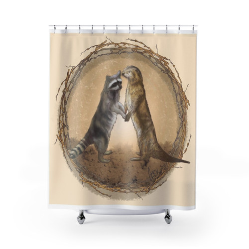 Raccoon and Otter Shower Curtain featuring Cute Forest Animals