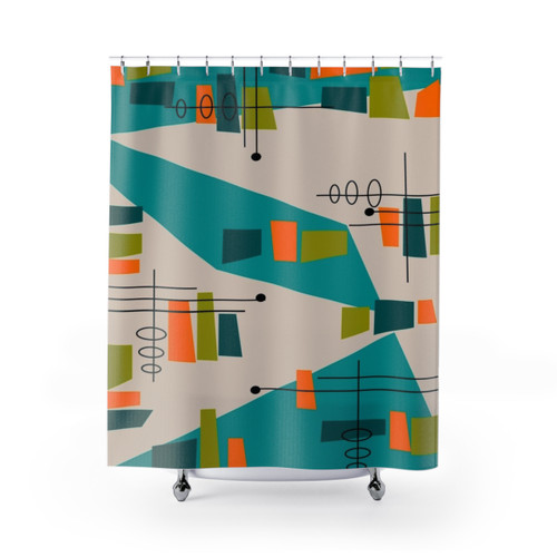 Mid-Century Modern Abstract Space Age Shower Curtain