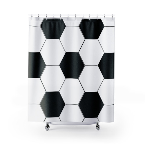 Sports Shower Curtain with Soccer Ball Football Design