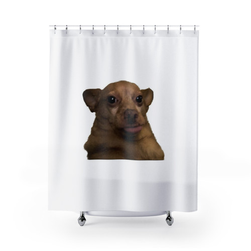 Blep Dog Shower Curtains featuring Chihuahua and Cheddar designs