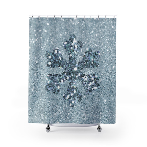 Aquamarine Snowflake Shower Curtains