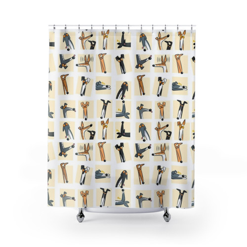 Cream Shower Curtains with Whippet, Greyhound, Hound Design