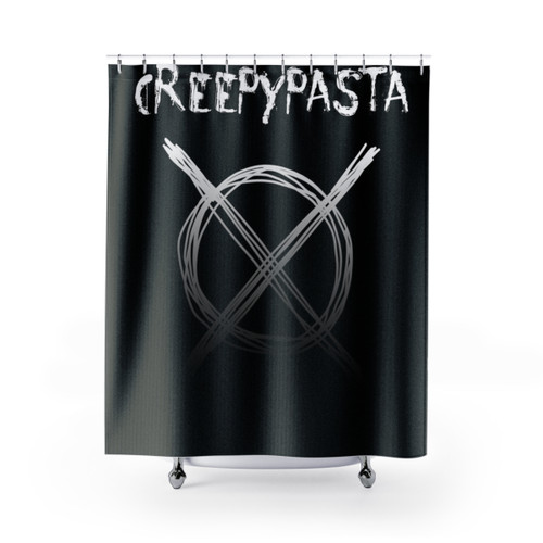 Creepypasta-inspired shower curtain design