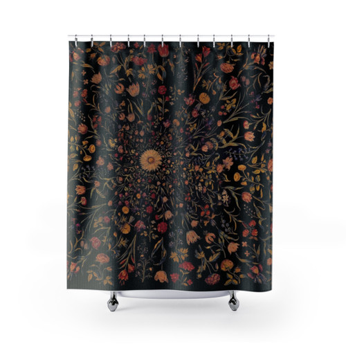 Medieval Flowers Black Shower Curtain