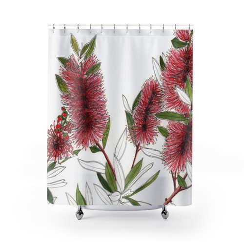 Bottlebrush Red Australian Flora Shower Curtain