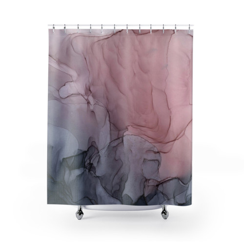 Blush and Gray Flowing Ombre Abstract Shower Curtain
