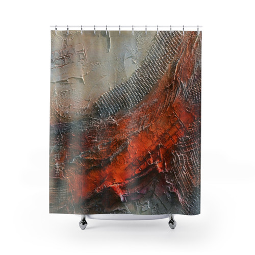 Abstract Rust Grey Art Print Shower Curtains